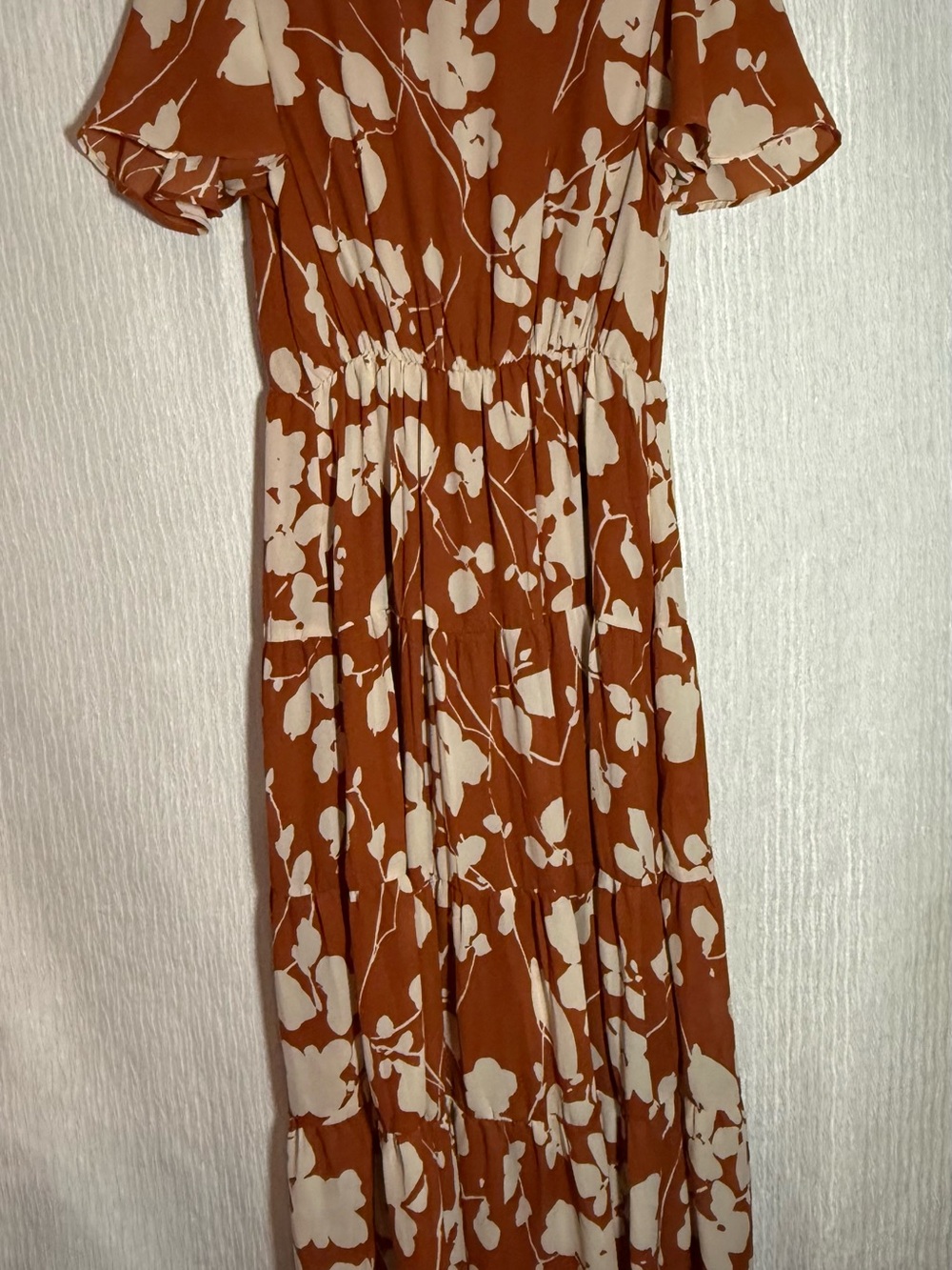 Abercrombie & Fitch Rust and Cream Floral Tiered Maxi Dress